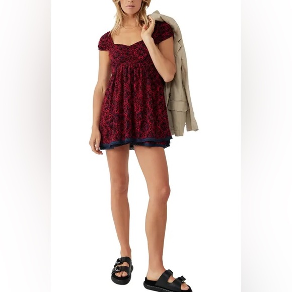 🌻🆕FREE PEOPLE Tabitha Mini Dress-Black Combo - Picture 7 of 16